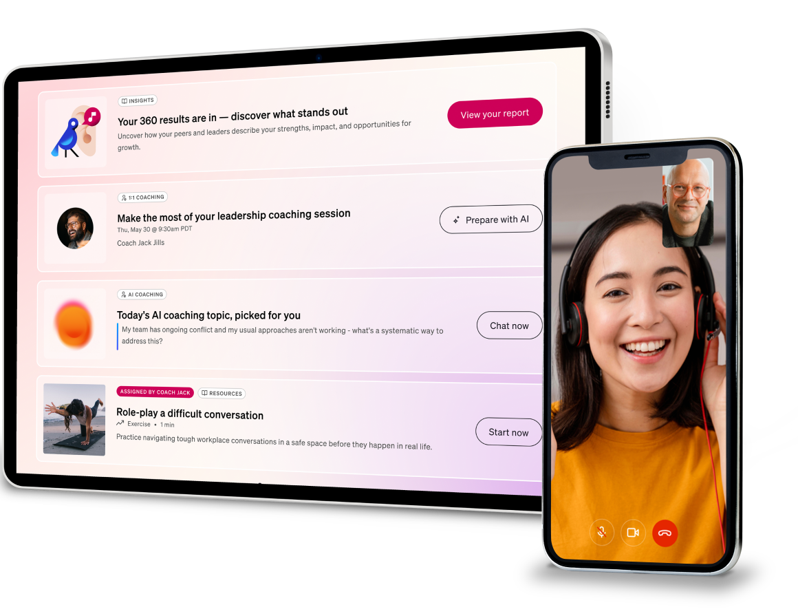 two devices showing a personalized betterup in app experience
